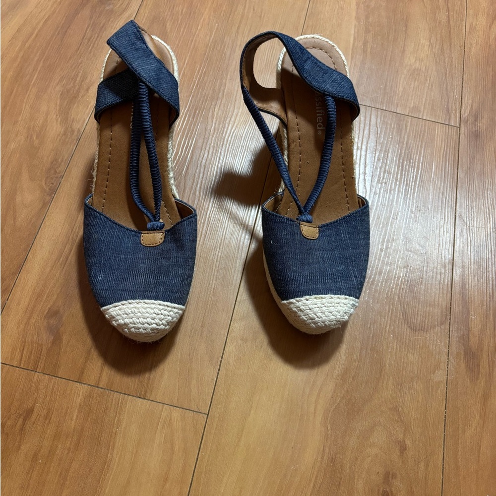 Denim Espadrille Wedge Sandals